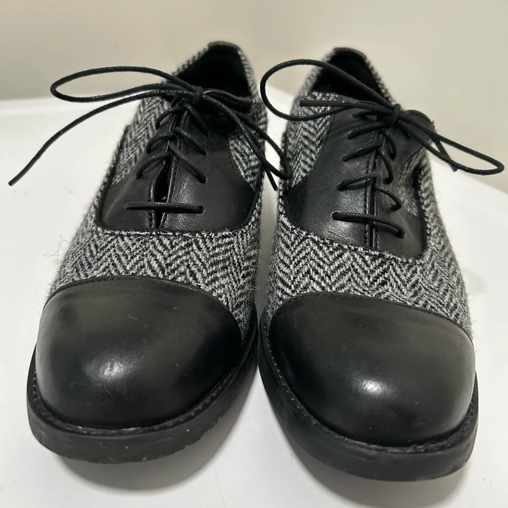 Timberland Harris Tweed Oxford Shoes Black Gray Size 10 - Picture 5 of 15